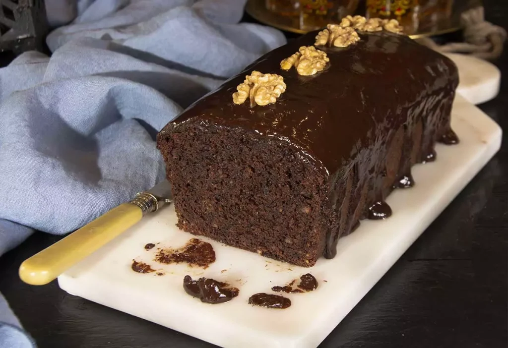 Tarta de plátano y chocolate con ganache